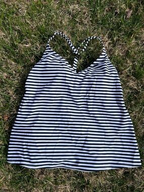 Bathing suit racerback top large (12-14) black and white vacation beach resort